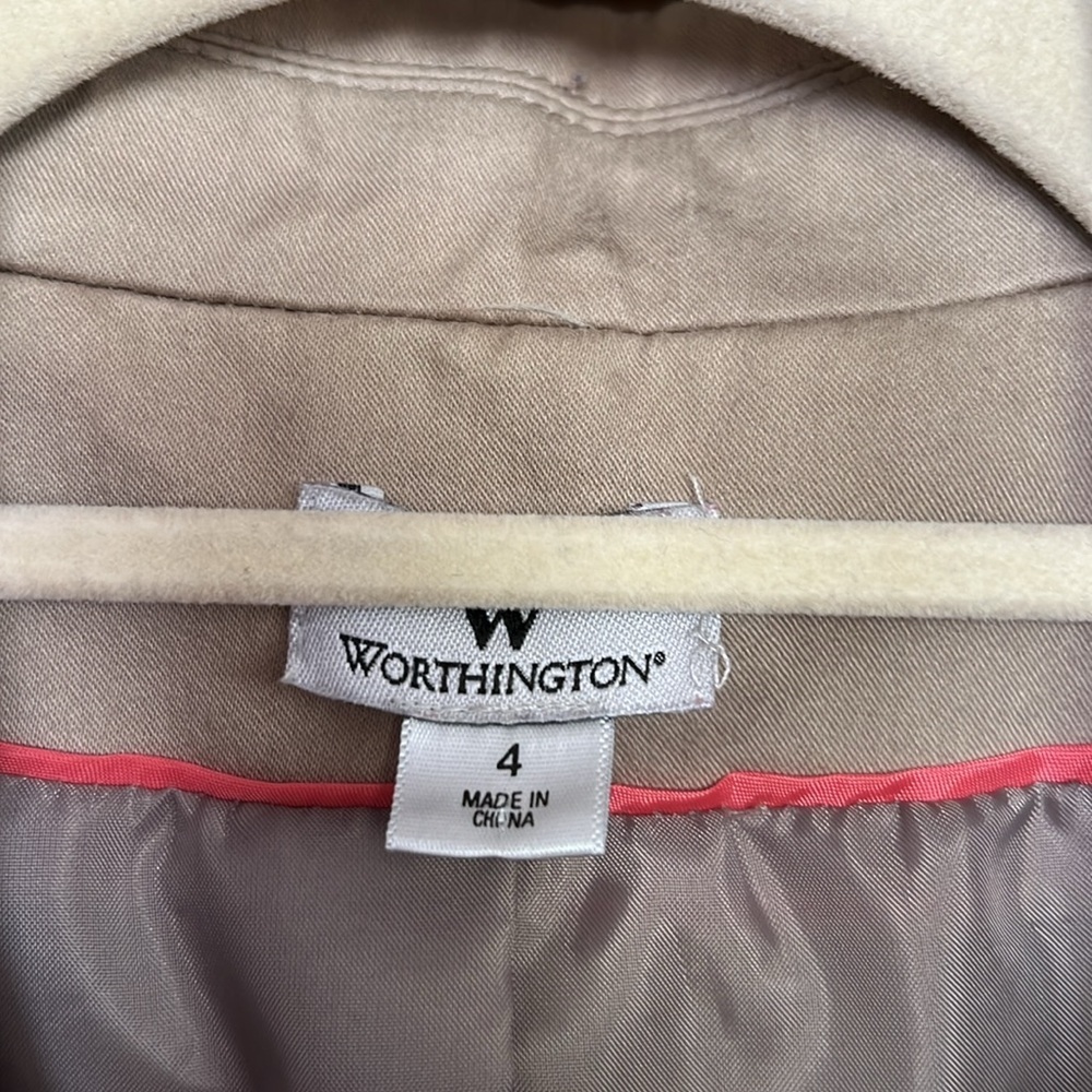 WORTHINGTON Solid Tan Color Single Button Front, Fully Lined Blazer, Sz 4, GUC. - Picture 3 of 9
